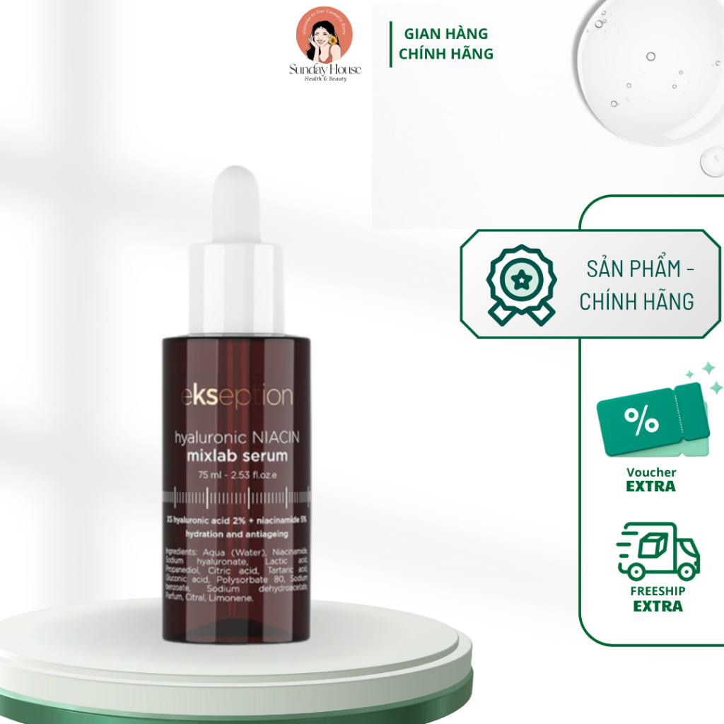 [CHÍNH HÃNG] Serum HA + 5% B3 tinh chất NIACIN B3 sáng da, mờ thâm mụn Ekseption Hyaluronic Niacin 7