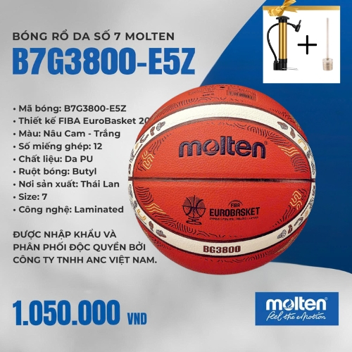 Bóng rổ chính hãng Molten - Bóng rổ da, bóng rổ chuyên nghiệp cho sân OUTDOOR/INDOOR