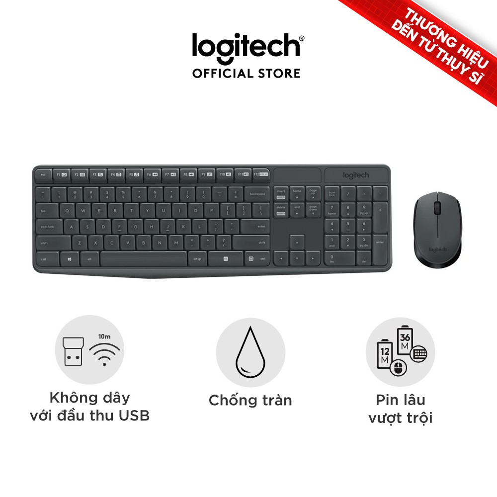 Bộ bàn phím chuột không dây Logitech MK235