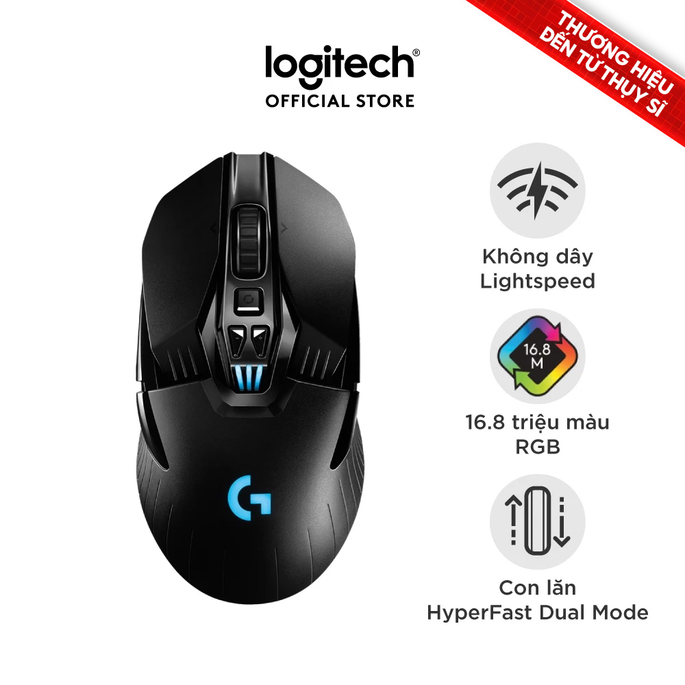 Chuột gaming không dây RGB Logitech G903 Hero - Cảm biến Hero 25k, pin sạc, PC