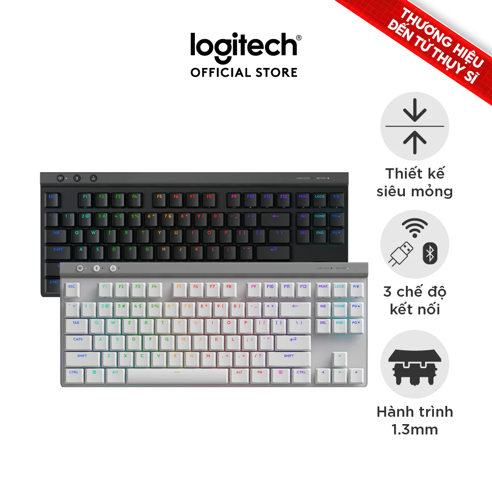 Bàn phím Gaming Không dây Low profile Logitech G515 LIGHTSPEED TKL - LIGHTSYNC RGB, Keycaps PBT