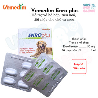 Enro Plus Vemedim - Hỗ Trợ Bệnh Tiêu Hoá, Viêm Da, Hô Hấp Dành Cho Chó.