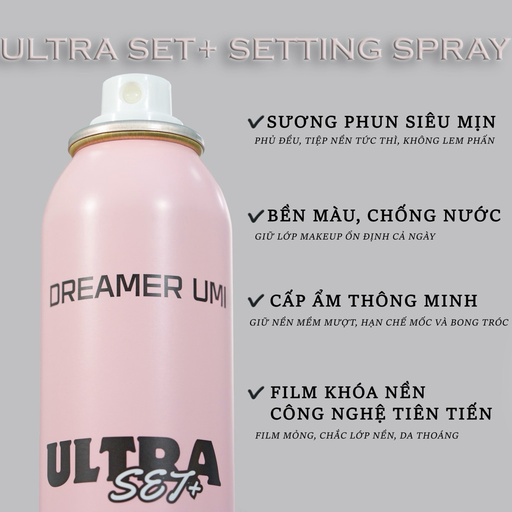 Xịt khoá nền DREAMER UMI ULTRA SET+ Setting Spray