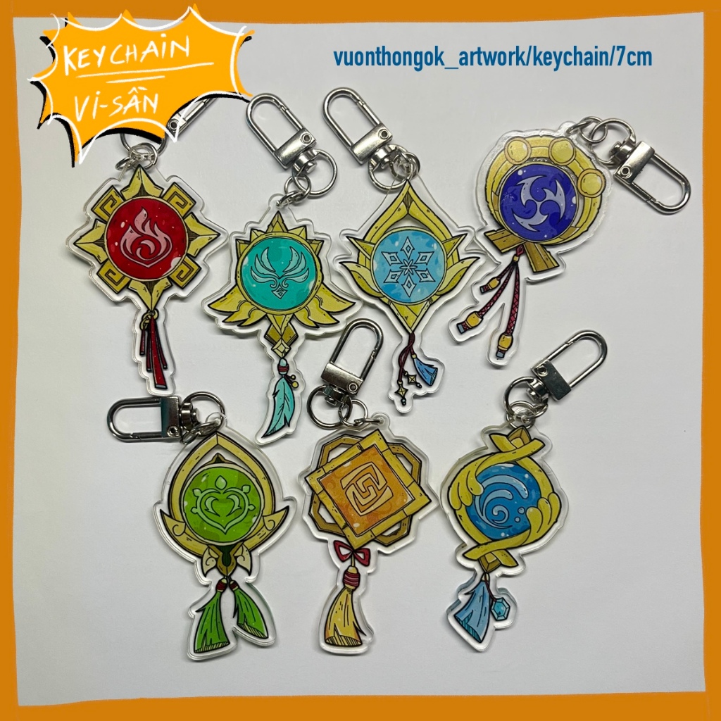 Keychain Vision Genshin Impact - Móc khóa dễ thương Vision Genshin Impact - vuonthongok_artwork