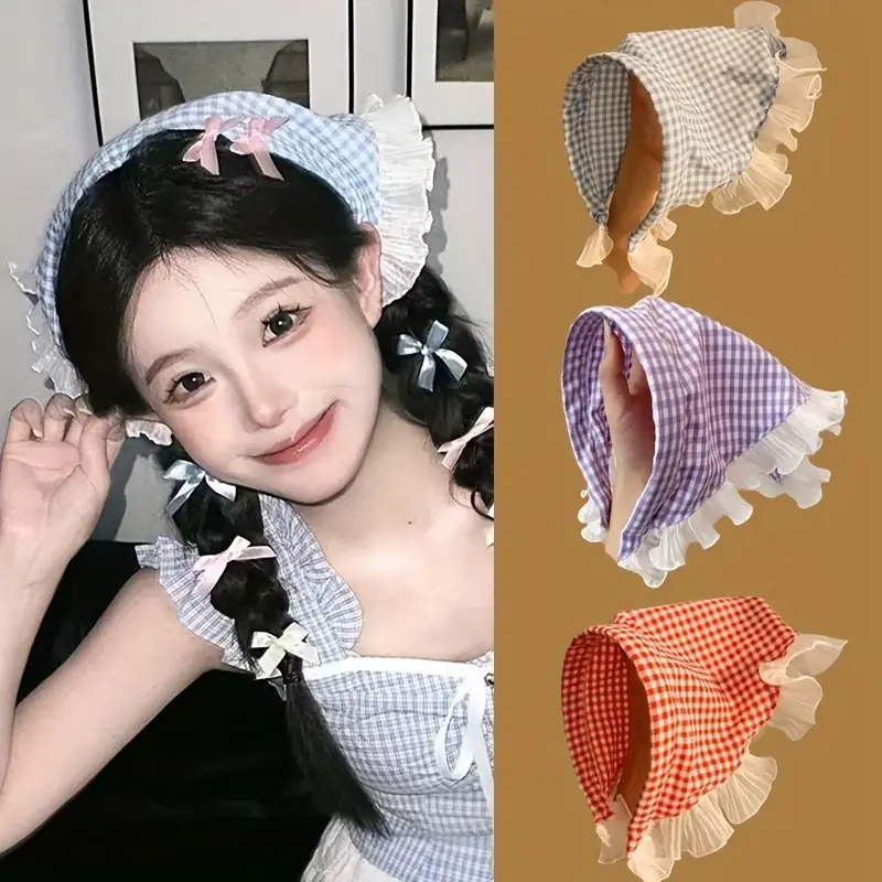 Khăn tuban đội đầu, khăn trùm đầu tam giác, cài khăn trùm đầu tam giác kẻ sọc phong cách mục vụ