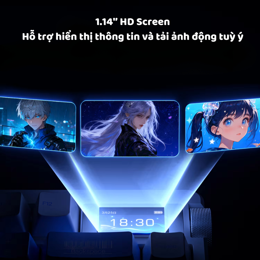 Bàn phím cơ không dây AULA NOVA75 - Màn hình TFT - 3 mode - Full foam - Led RGB - Có núm xoay - Pin 10000 mah | BigBuy360 - bigbuy360.vn