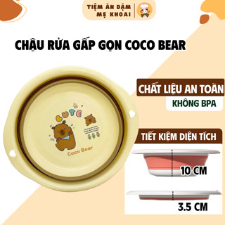  Chậu Rửa Mặt Gấp Gọn In Hình Thú Coco Bear Silicon Cao Cấp Dùng Rửa Mặt Mông Chân Cho Bé 