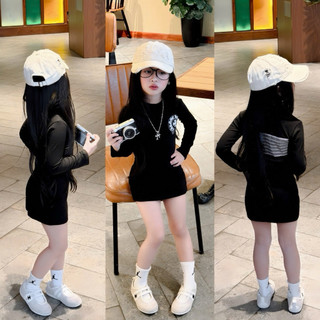  Váy body 2 màu đen - xám tiêu cho bé gái 