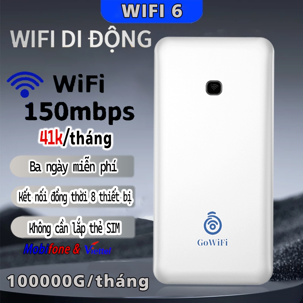 Cục phát wifi từ sim 4G kiêm pin sạc dự phòng 10000mAh, bộ phát wifi di động tốc độ cao 150Mbps.