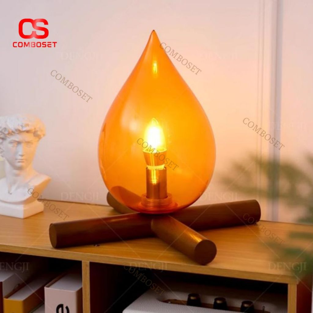 Đèn Bàn Hình Ngọn Lửa Ánh Vàng Độc Đ áo Tạo Hiệu Ứng Lửa Trại