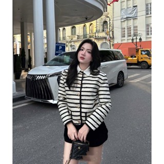  LIPU-SET 2 MÓN ÁO DÀI TAY KẺ ĐEN MIX QUẦN ĐÙI NGẮN SANG CHẢNH LK 