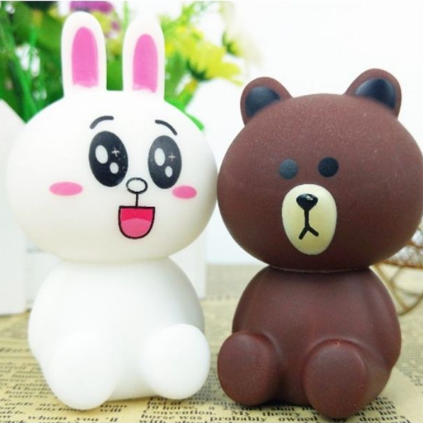 Đôi gấu thỏ nhựa ngồi trang trí (combo 5 đôi)