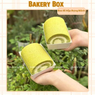 100 Hộp Giấy Trắng Đựng Bánh Cuộn Trái Cây Mousse Tiramisu Hộp Đựng Bánh Bông Lan Cuộn  E1209  