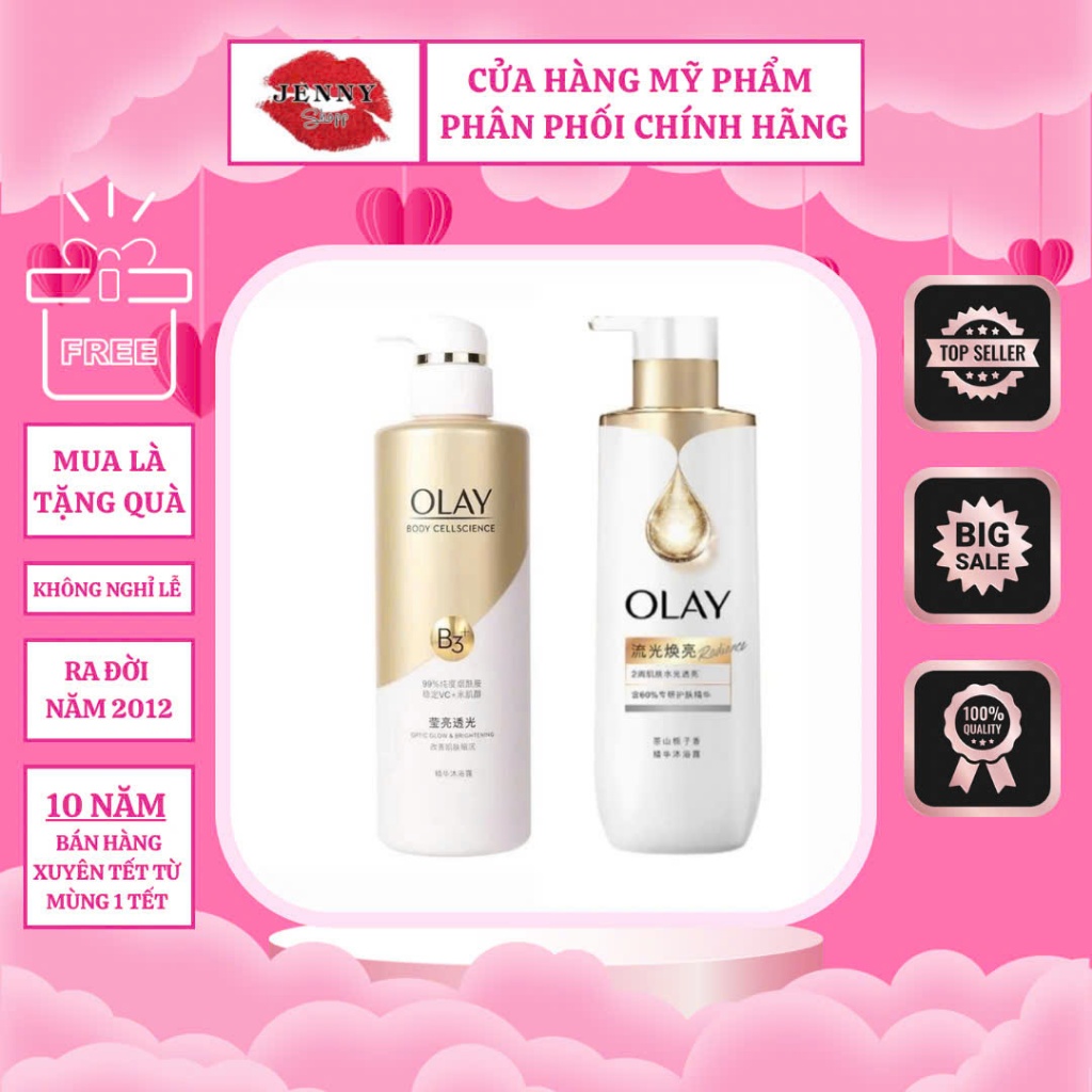 Sữa Tắm Sữa Dưỡng Thể Dưỡng Trắng Mờ Thâm Nám Olay B3 Creme Body Wash 500ml