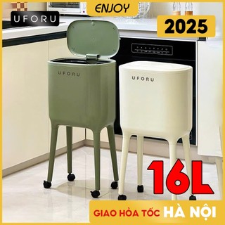  Thùng rác nhà bếp UFORU chân cao vứt rác không mỏi lưng có bánh xe di chuyển chất liệu nhựa ABS PP - EJ746 