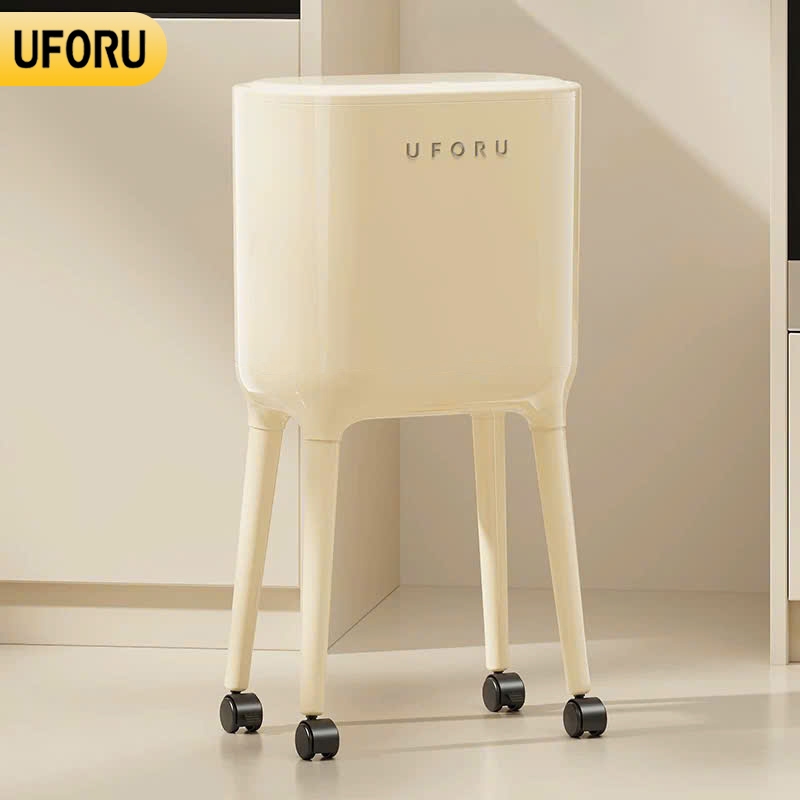 Thùng rác có bánh xe UFORU di chuyển tiện lợi nắp bật vứt rác không cần cúi thể tích lớn 16L - UF746