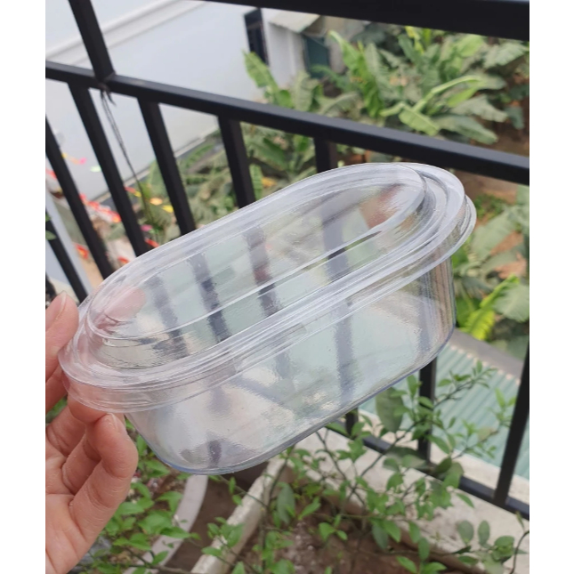 Set 5 Hộp nhựa oval đựng bánh lạnh, rau câu, bánh kem - Hộp oval đựng tiramisu, mousse tiện dụng. th