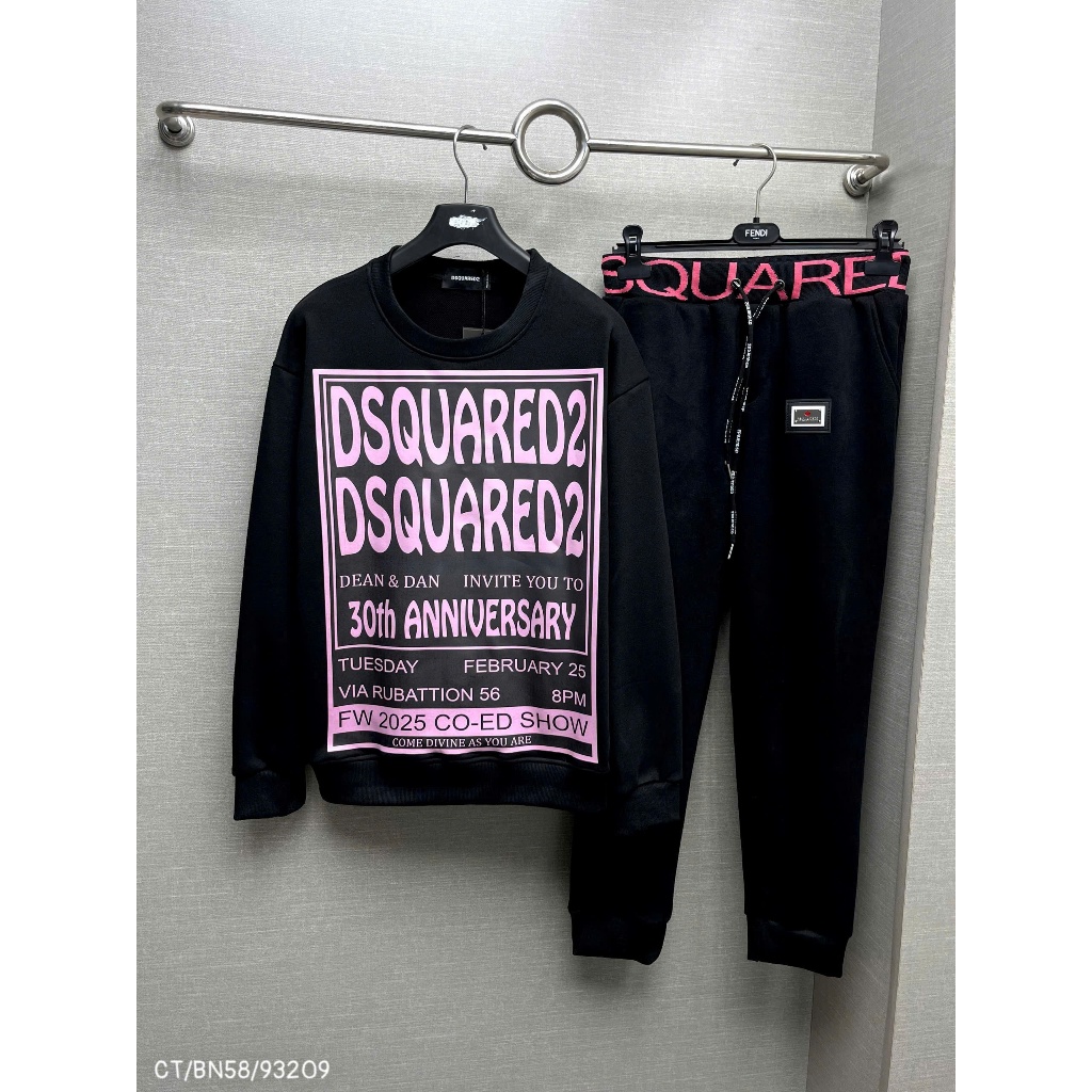 Bộ Nỉ Nam Dài Tay DSQ In Chữ Hồng -  Bộ Quần Áo Nam Nữ In Hồng Boy Phố Siêu Chất - Bộ Nỉ Unisex In Sấc Nét 2025