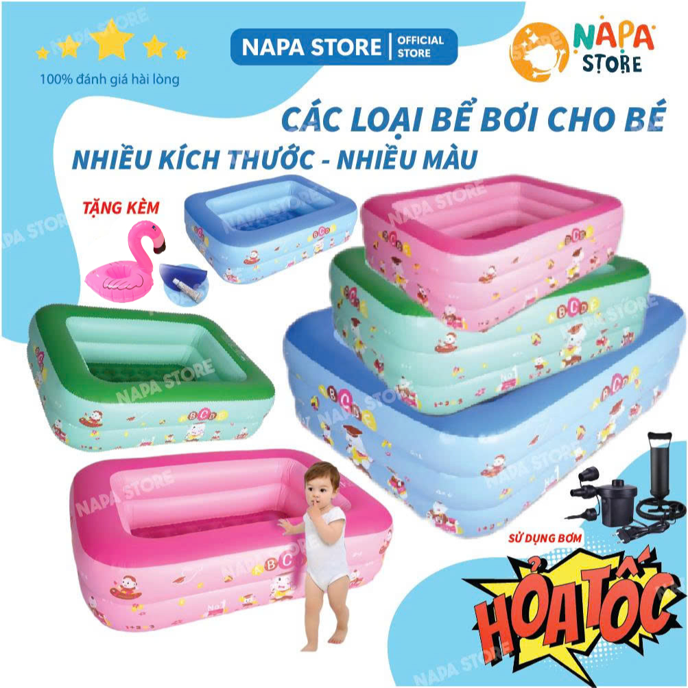 Bể Bơi Phao Vuông Cho Bé Hồ Bơi Mini 2 Tầng Đáy Chống Trượt Nhiều Kích Thước 