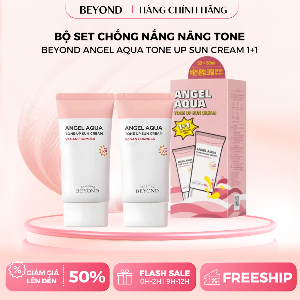 Kem chống nắng angel aqua cấp ẩm nâng tone Beyond Angel Aqua Tone-up Suncream 50ml