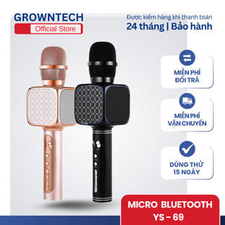  Micro hát không dây kèm loa bluetooth karaoke Growntech YS 69 dòng 2024 bass mạnh hỗ trợ ghi âm 
