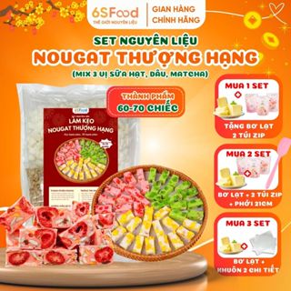  Set Làm Kẹo Nougat Thượng Hạng Siêu Hạt 60-70 Chiếc Mix 3 Vị Kẹo Hạnh Phúc Cao Cấp - 6SFOOD 