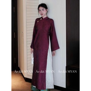   TẶNG BÔNG TAI  Áo dài AN VY áo dài cách tân dáng suông 4 tà cao cấp óng ánh sang chảnh 