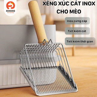 Xẻng xúc cát Inox cho Mèo có tay cầm gỗ - Bền Đẹp Tiện lợi và Dễ dàng vệ sinh 
