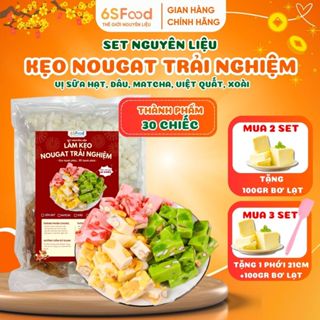  Set Nguyên Liệu Làm Kẹo Nougat Trải Nghiệm thành phẩm 30 chiếc vị dâu xoài việt quất,... - 6SFOOD 