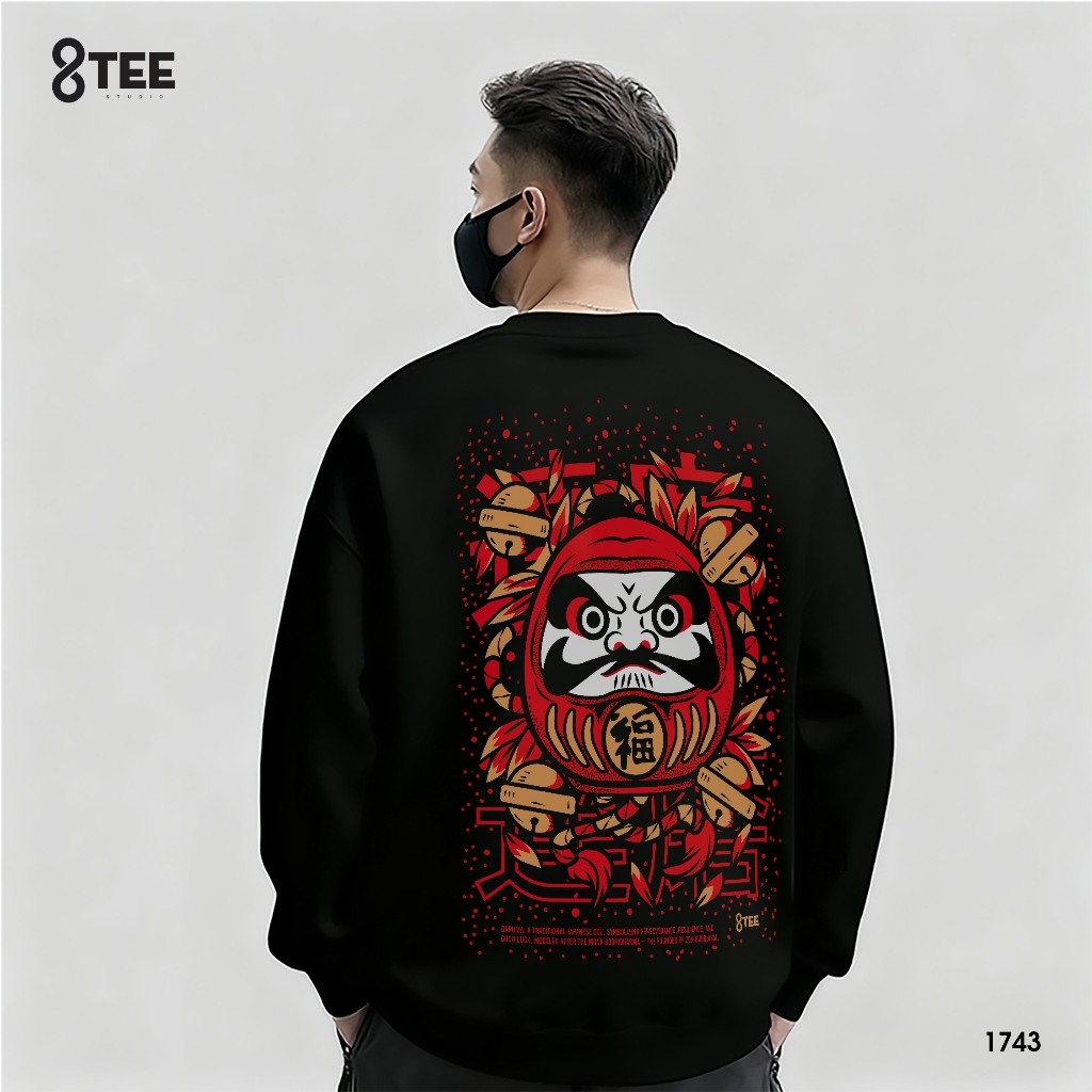 Áo Sweater Nỉ Bông Form Rộng Daruma 8Tee Studio | Mềm – Ấm – Dễ Phối | Unisex Nam Nữ Đi Học Đi Làm S