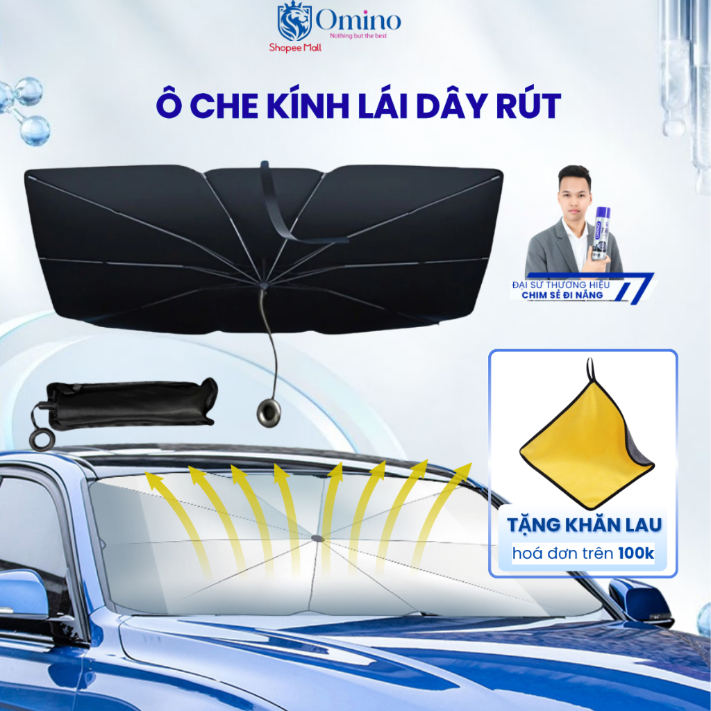 Tấm Chắn Nắng, Ô Che Nắng Kính Lái Xe Hơi Ô Tô Dây Rút Tiện Lợi
