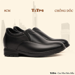   8CM  Giày Nam Đế Cao T&Tra T77 Đen - Ít Dốc 