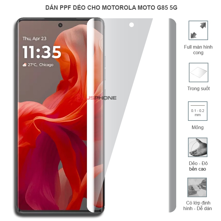 Dán dẻo PPF mỏng loại trong và nhám cho Motorola Moto G85 5G