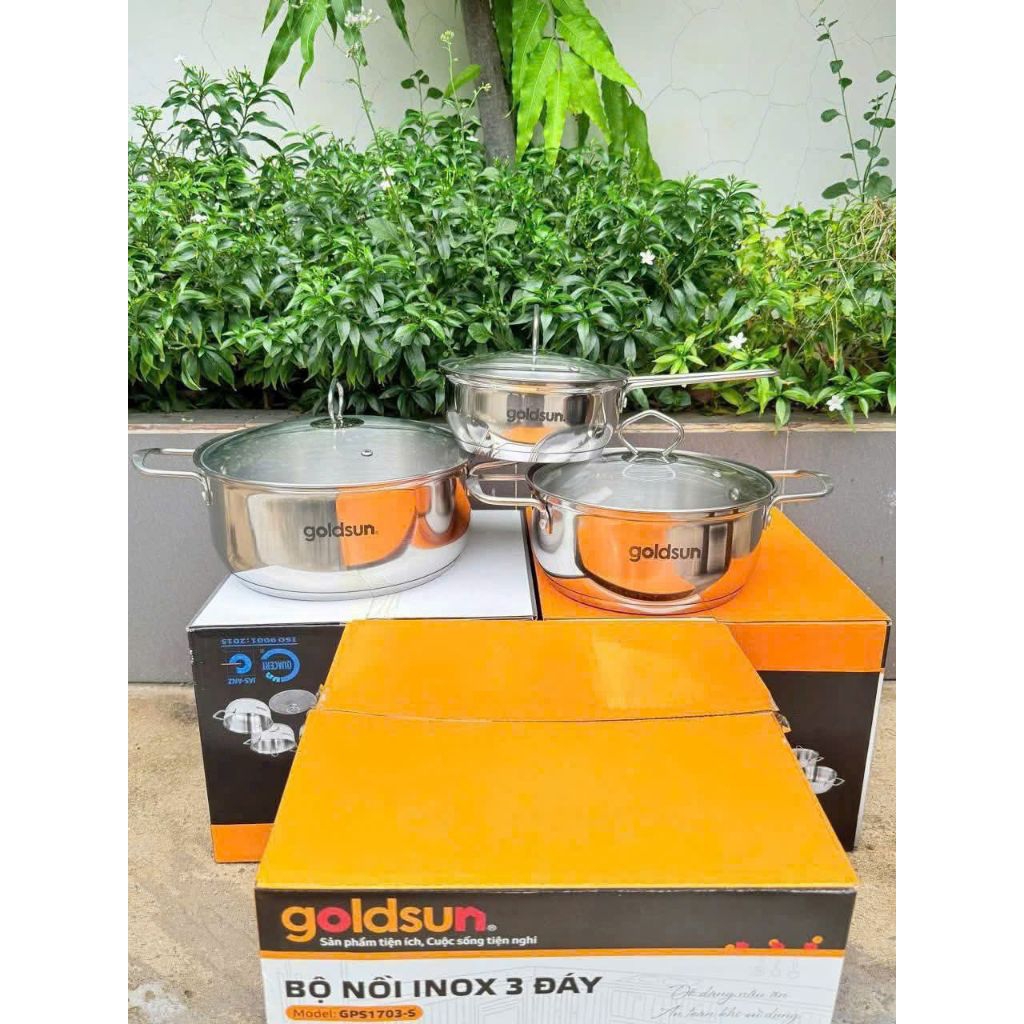 Bộ 3 nồi Inox Goldsun 3 đáy