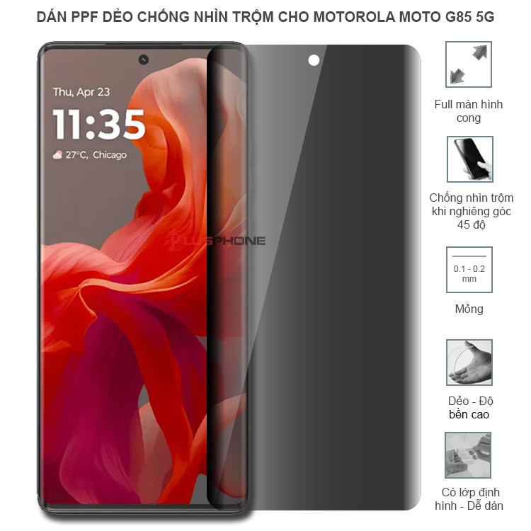 Dán dẻo PPF chống nhìn trộm trong HD hoặc nhám AG cho Motorola Moto G85 5G