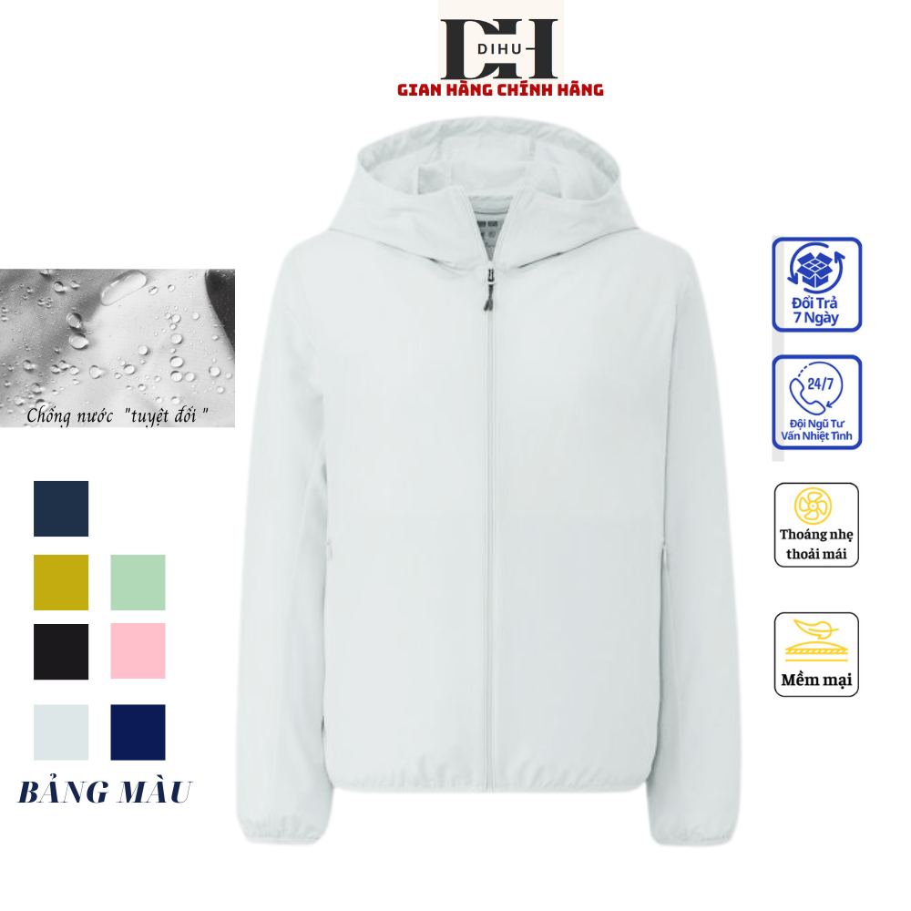Áo khoác gió nữ khoác ngoài dihu, vải gió dù vân gạo chống nước cản gió đi học đi chơi đi thể thao