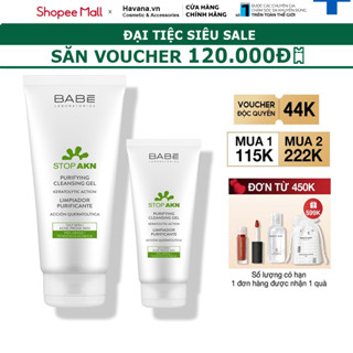  Sữa rửa mặt BABE Stop Akn Purifying Cleansing gel cho da dầu mụn 200ml 