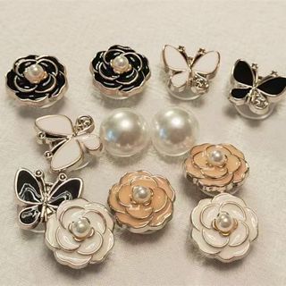 12 Cái / bộ Phụ Kiện Giày Sáng Tạo Dễ Thương Sticker, Charm 3D chủ đề Bling trắng đen DIY