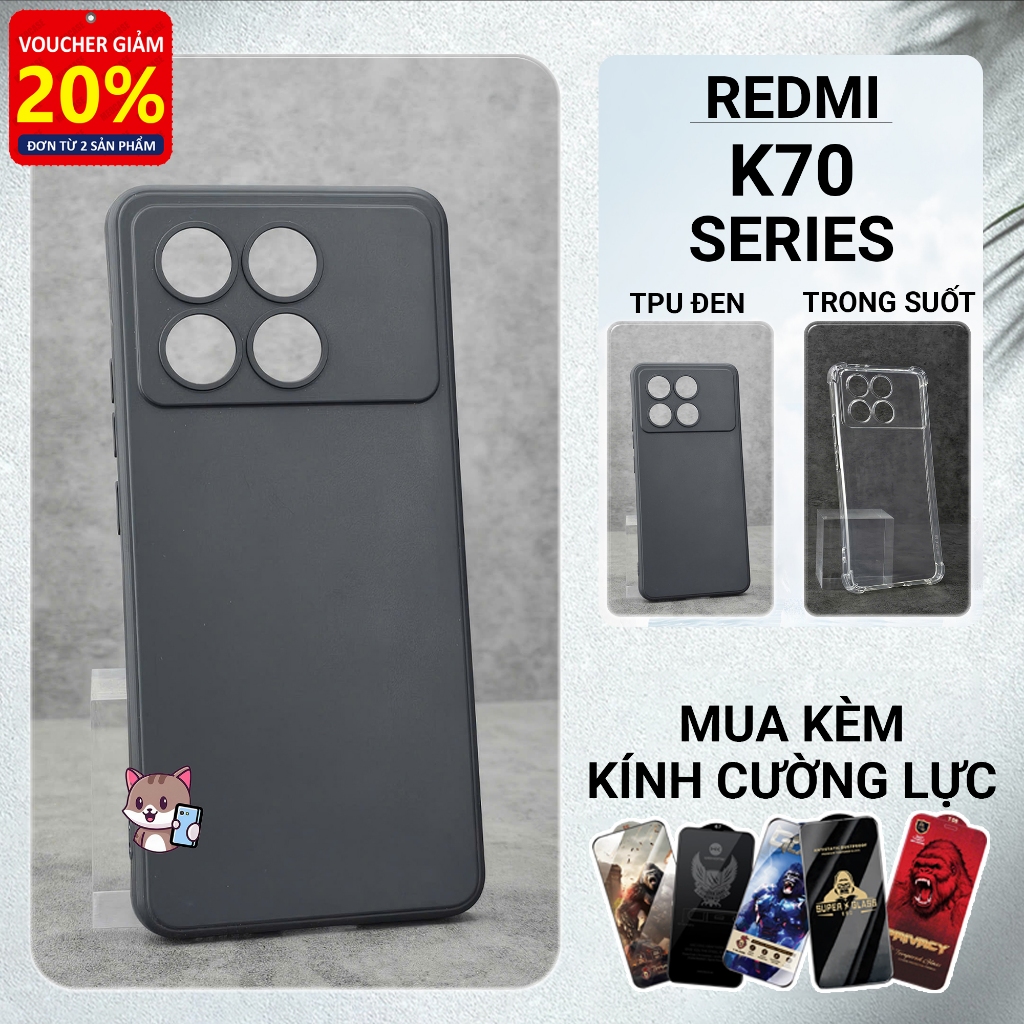 Ốp lưng Redmi K70, K70e, K70 Pro, K70 Ultra Meocase trơn tpu đen | Ốp lưng điện thoại Xiaomi bảo vệ 