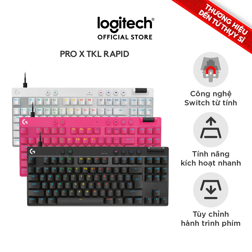 Bàn phím Game có dây Logitech G PRO X TKL RAPID, Analog switch từ tính, Rapid Trigger, KEYCONTROL