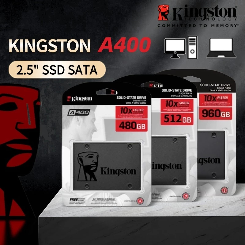 Ổ cứng SSD Kingston A400 2.5 inch, giao diện SATA, dung lượng 480GB/512GB/960GB, bảo hành 5 năm.