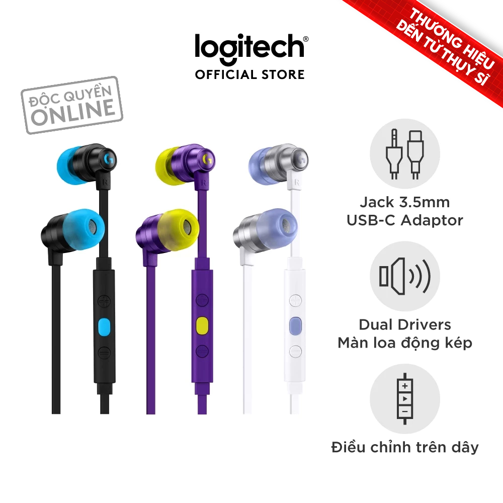 Tai nghe gaming in-ear Logitech G333 - Dual Drivers, Jack 3.5mm, Mic