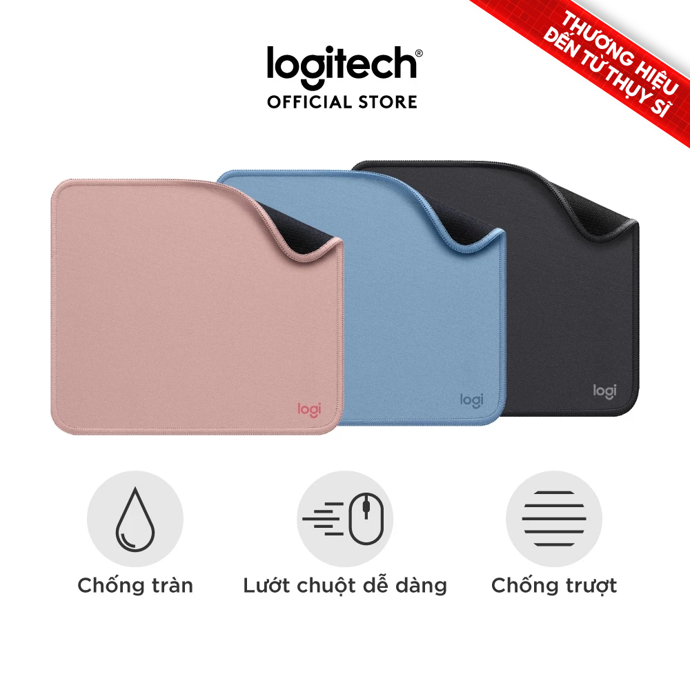 Bàn di chuột Logitech Mouse Pad Studio Series - Đế chống trượt, lướt dễ dàng, chống đổ tràn