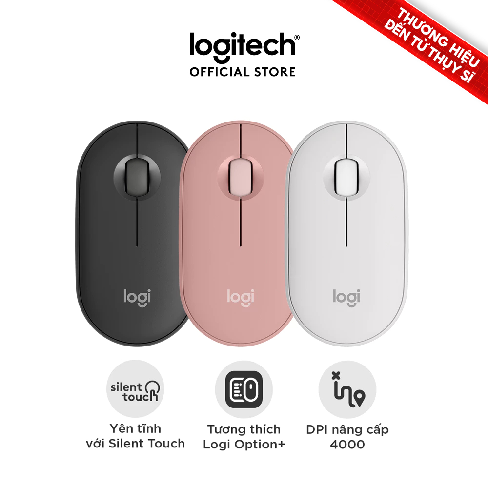 Chuột Bluetooth Logitech M350s Pebble 2 Silent - Mỏng nhẹ, Nút tùy chỉnh, Easy-Switch, 4000DPI