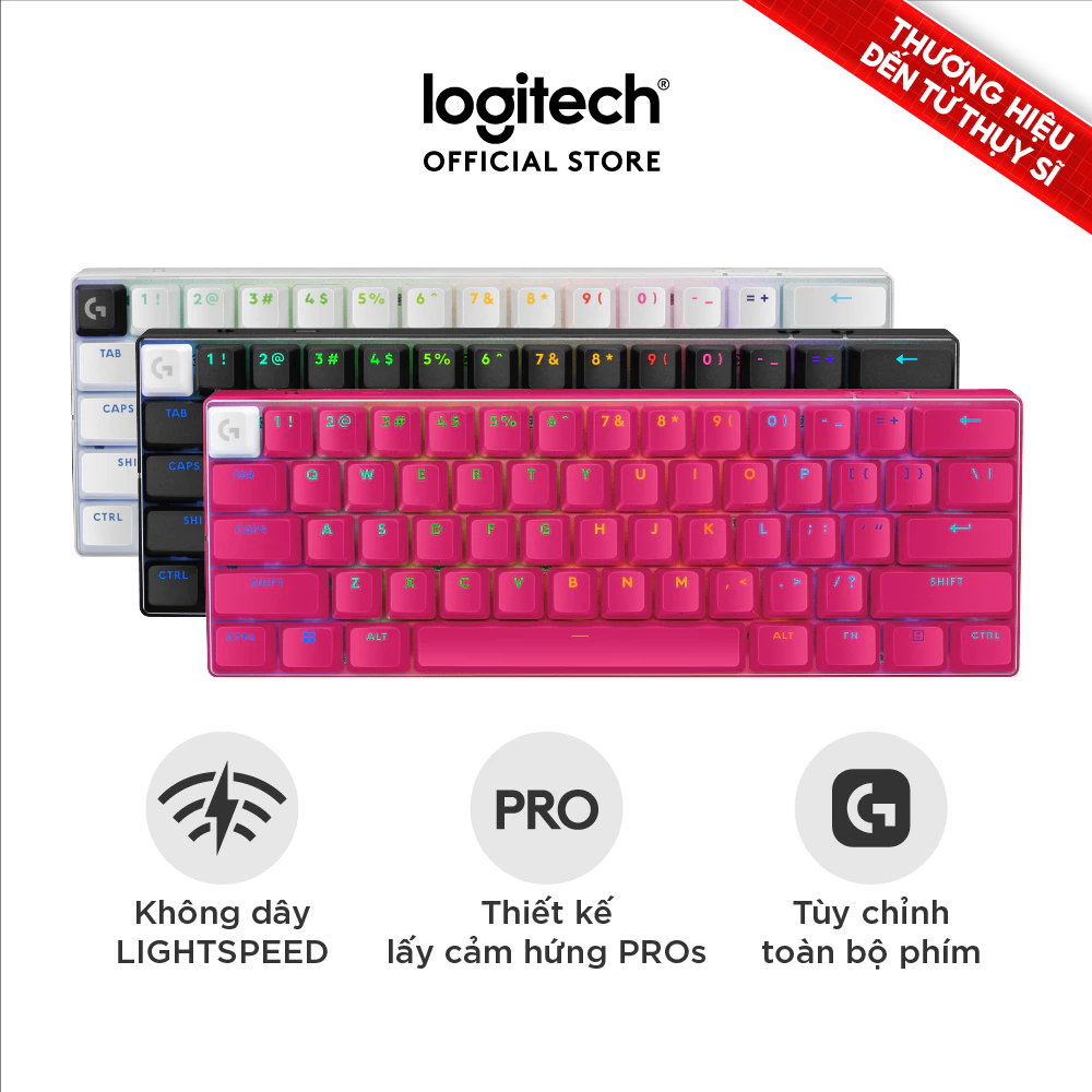 Bàn phím Gaming Không dây Logitech G PRO X 60 LIGHTSPEED 60% RGB SwitchGX Tactile