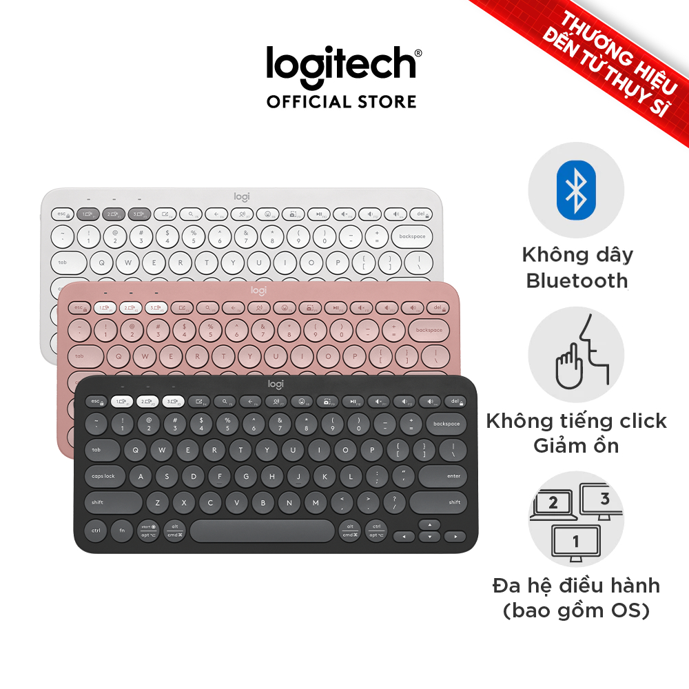 Bàn phím không dây Bluetooth Logitech Pebble K380 | K380s - giảm ồn, gọn nhẹ, đa thiết bị, Mac/ PC
