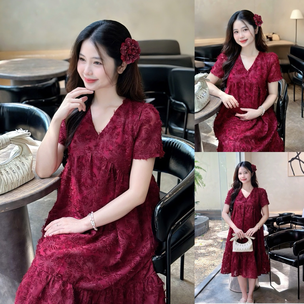 EVERMOM | Đầm bầu đi tiệc ren nhung đuôi cá Velvet Dress