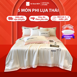  Bộ chăn ga gối 5 món Hệ Thống Nệm Bộ set chăn ga drap grap phủ trải giường gối nệm đệm 5 món lụa thái mùa hè cao cấp 