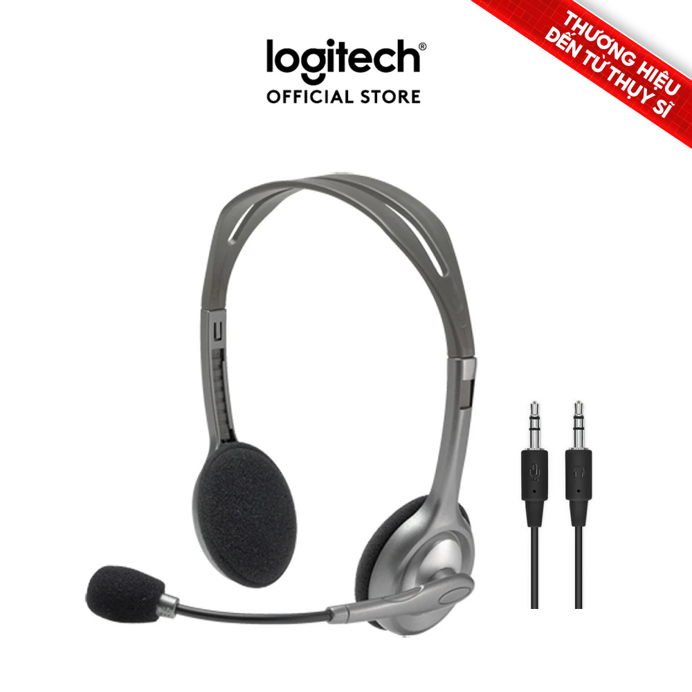 Tai nghe chụp tai Logitech H110 - 2 jack 3.5mm, Mic khử giảm tiếng ồn, âm thanh nổi