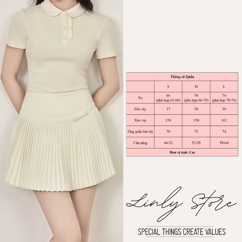 Chân váy xếp ly nhỏ phối nơ, chân váy ngắn xoè tiểu thư Linly Store CV-N46 | BigBuy360 - bigbuy360.vn